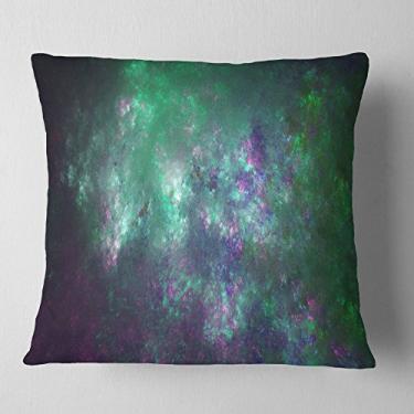 Imagem de Design verde estrelado Fractal Sky Sala de estar, sofá, almofada de alta qualidade + capa de almofada impressa em ambos os lados 45,72 cm x 45,72 cm