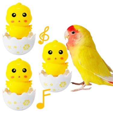 Imagem de Brinquedo de copo de pássaro com sino dentro, brinquedo interativo de treinamento de inteligência para papagaio, periquito, calopsita, cacatua, conure, cinza africano, design de animal fofo (3, frango