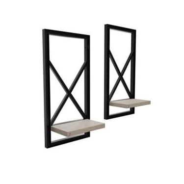 Imagem de Prateleira Estilo Industrial 23x37 cm modelo Quadro - Ideal para Sala, Quarto, Cozinha e Banheiro(PRETO 18 x 37cm,1)