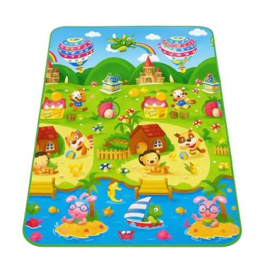 Imagem de Tapete de Atividades Infantil Dobrável 120x180cm Tatame Bebê Dupla Face Impermeável Antiderrapante Portátil Macio Antialérgico Educativo Multiuso (Farm)