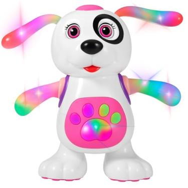 Imagem de Cachorro Dançarino Brinquedo Educativo Interativo Musical Com Luz E Som Interativo Led Movimento Estímulo Para Crianças E Bebês Rosa