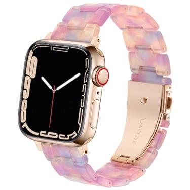 Imagem de SPINYE Pulseira de substituição de resina colorida de 38 mm, 40 mm, 41 mm e 42 mm, para Apple Watch séries 10/9/8 / Ultra/7 / SE / 6/5 / 4/3 feminino e masculino (rosa sonho)