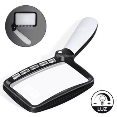 Imagem de Lupa Retangular Dobrável Com Iluminação Led E A Lente De Aumento Com Z