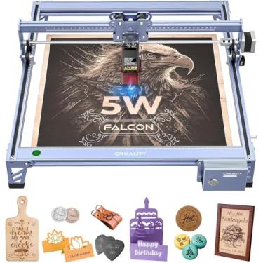Imagem de Creality Falcon Máquina de gravação a laser de 5 W, cortador a laser de alta precisão de 72 W, 0,06 mm, para madeira, metal, couro, acrílico, vidro, 10.000 mm/min, uso off-line, gravador a laser CNC