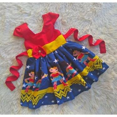 Imagem de Vestido Infantil Temático Simples Mulher Maravilha - EDYNHOKIDS, 01 AN