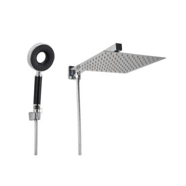 Imagem de Ducha Inox 25 cm com Chuveirinho de Mão em ABS 3 Jatos com Trava - AMG