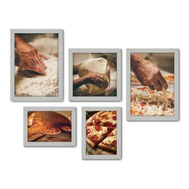Imagem de Kit Com 5 Quadros Decorativos - Pizza Pizzaria Cozinha Forno - 136kq01