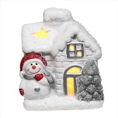 Imagem de Mini Casinha Boneco De Neve Led Vila Natalina Cerâmica 5cm - Magizi