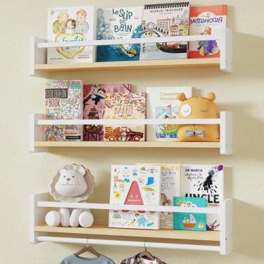 Imagem de Prateleiras flutuantes de livros de berçário MXCSE montadas na parede 