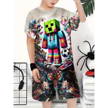 Imagem de Conjunto Infantil Masculino Verão 2025: Moletom E Shorts Estampados Em