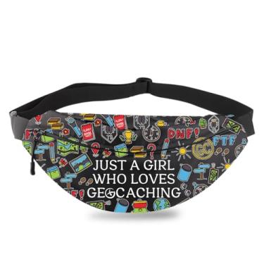 Imagem de BDPWSS Geocaching Gift Treasure Hunter Gift Geocache Lover Pochete Engraçada Geocaching Bolsa de Cintura para Amantes ao Ar Livre, Adora geocaching FP, 14.2L x 6.5W x 1.2H inches, Corpo cruzado