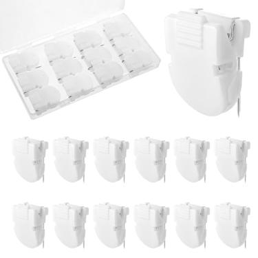 Imagem de FdcLixuvol 12 clipes de cubo de plástico ganchos de cubo para paredes de tecido, clipes de parede de painel de tecido para pendurar notas de imagem (branco)