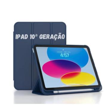 Imagem de Capa Capinha para iPad 10ª Geração (2022) Com Suporte para Caneta A2696 A2757 A2777 Azul-Marinho