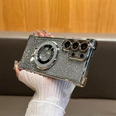 Imagem de HJZSZX para Samsung S23 FE Luxury Glitter Case Capa transparente à prova de choque (para Samsung S23 FE/prata)