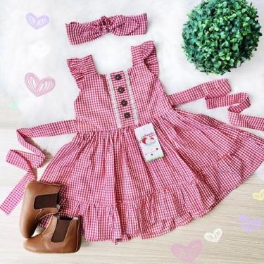 Imagem de Vestido Xadrez Vermelho Fazendinha - JOANINHA BABY, 06M A 12 MESES