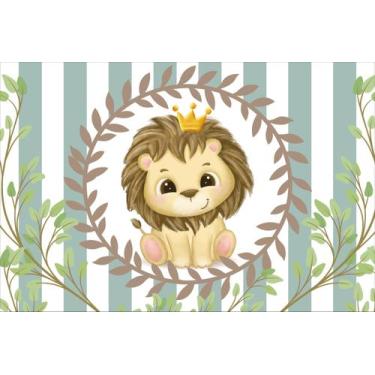 Imagem de Painel de Lona Rei Leãozinho Cute Aquarela Galhos de Arvore Arabesco F