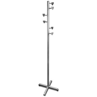 Imagem de Cabideiro Kardia Chão Mancebo Para Roupas Casaco Bolsa Chapeu 6 Ganchos Em Aço (Prata)