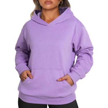 Imagem de Moletom feminino com capuz Eytino, tamanho grande, 5 vezes roxo