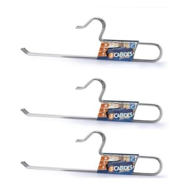 Imagem de Kit 09 Cabides para Calças Com Gancho - Aço Cromado Resistente - Ideal para Shorts, Bermudas, Calças e Saias - Organize Seu Guarda-Roupa