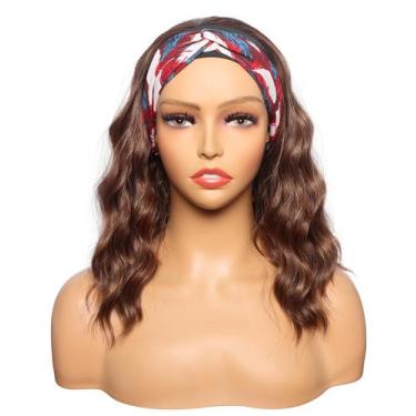 Imagem de Peruca com faixa de cabeça SYMEIW Brown Wavy Light Brown 35cm para mul