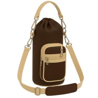 Imagem de Bolsa Térmica para Garrafa Vidinne OCREO em Courino, com Alça Transversal, Produto Artesanal Premium VIDINNE (Marrom, 500 ml)