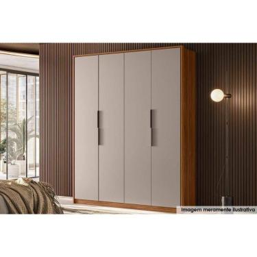 Imagem de Guarda Roupa Casal 4 Portas E 3 Gavetas Attore Nogueira/nude - Demóbile