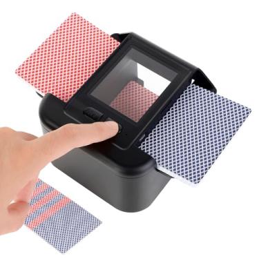 Imagem de AOKUY Baralhador automático de cartões para 1-2 decks, bateria recarregável de 2000 mAh, máquina de embaralhar elétrica de baixo ruído para UNO, pôquer, fase 10, skip-Bo e mais – portátil e fácil de