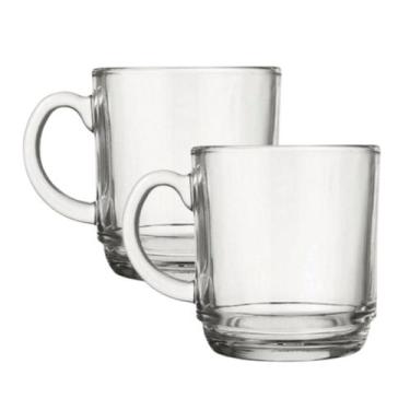 Imagem de Canecas Copos De Vidro Grosso 250ML Transparente Resistente 2 UN - PRA