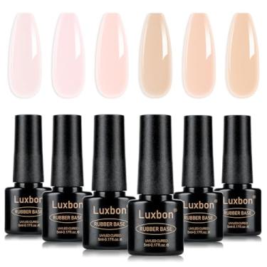 Imagem de Luxbon Conjunto de esmalte de gel de base de borracha 5 em 1, 6 cores Apex Building autonivelante, esmalte de gel nude, rosa, pêssego, neutro, transparente, para unhas, UV LED, presentes femininos 006