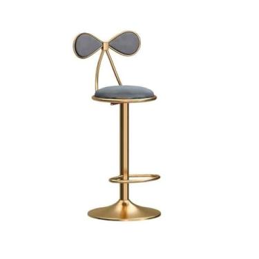 Imagem de Banco de bar de pub Elevador giratório banco de bar cadeira jantar ilha casa simples moderno mesa frente bancos altos(Gray)