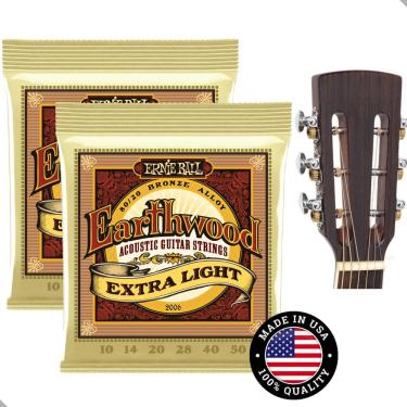 Imagem de 2 Encordoamentos Violão Aço 010/050 Ernie Ball Bronze