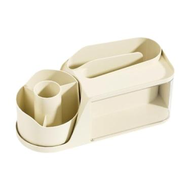 Imagem de AFXGUSD Organizador de Mesa 360° com Gaveta para Armazenamento de Documentos E Suprimentos, Função de Economia de Espaço, Adequado para Escritório E Quarto, Creme, Tamanho real