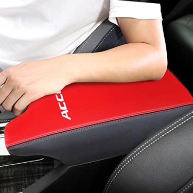 Imagem de HORRY Capa de apoio de braço para console central para Accord 9ª geração Sport EX LX Touring 2013-2017 protetor de couro impermeável acessórios interiores (couro vermelho)
