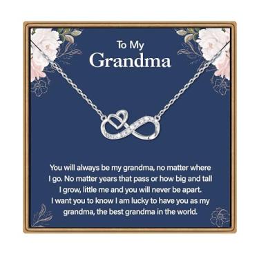 Imagem de IEFLIFE Colar de presente para mulheres – Corrente de prata esterlina 925 banhada a ouro branco 14K com coração infinito para mãe, filha, presente de aniversário para avó, neta, amigas, joias