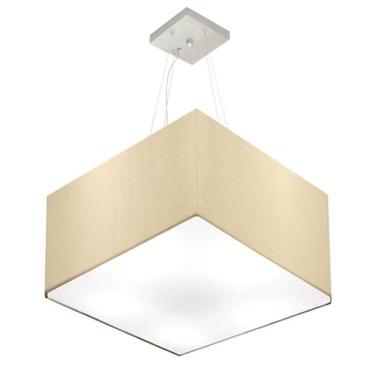 Imagem de Lustre Pendente Quadrado Md-4075 Cúpula Em Tecido 30/50x50cm Algodão Crú - Bivolt