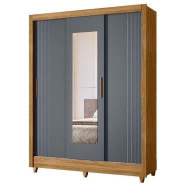 Imagem de Guarda Roupa Casal 3p Espelho 164 Cm Bolivia Freijo Cinza Moval