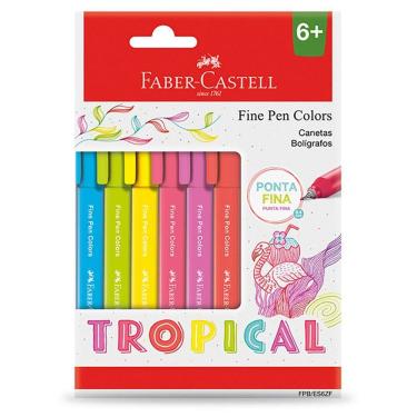Imagem de Caneta hidr Fine pen Colors Tropical 6 cores Faber-Castell
