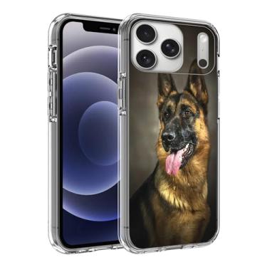 Imagem de HONGZAOQIYE Capa compatível com iPhone 17 Pro, Mighty Loyal Dog Pastor Alemão Pastor Alemão TPU macio, moderno, legal, fina, à prova de choque, capa transparente para mulheres e meninas