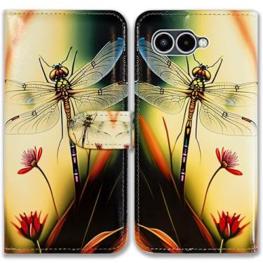 Imagem de Bcov Capa para T-Mobile Revvl 8, capa carteira de couro estilo libélula colorida com suporte para cartão e suporte para T-Mobile Revvl 8