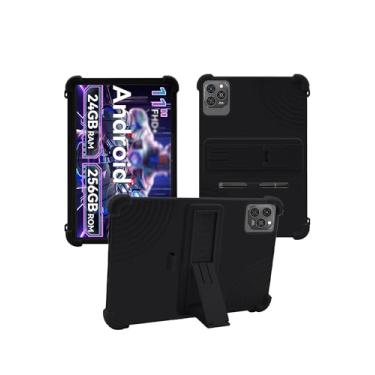 Imagem de Capa para tablet KINGRID W90 Android 15 de 11 polegadas, design de slot para caneta WUNIAK à prova de choque, leve, suporte de borracha, capa protetora, de silicone macio, ajustável para crianças