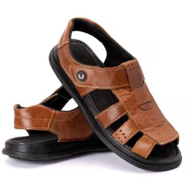Imagem de Sandália Masculina De Couro Modelo Franciscana Chinelo Confortável Ide