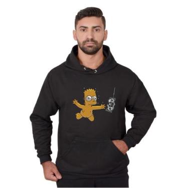 Imagem de Blusa Moletom Bart Masculina Nirvana Com Bolso e Capuz Preto - Methodi