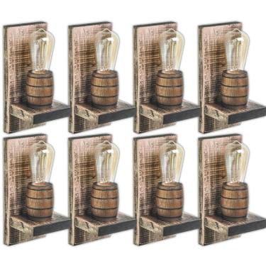 Imagem de Kit 8 Arandela Barril Delenha Decor Madeira Maciça Rústico