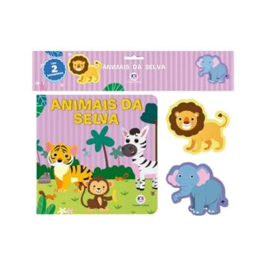 Imagem de Livro para Banho Animais da Selva, Kit com 2 Brinquedos com Ventosa para Banho, Livro Infantil Educativo, Banhos + Diversão