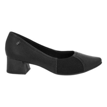 Imagem de Scarpin Feminino Usaflex em Couro Preto AL3802 Salto Bloco Conforto Ca