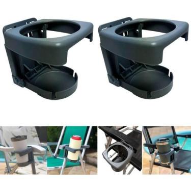 Imagem de Kit 2 Porta Copos Térmico Lata Isopor Dobrável Para Cadeira Zaka Cinza