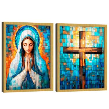 Imagem de Quadro Decorativo Duo Maria e Cruz em Grid Art