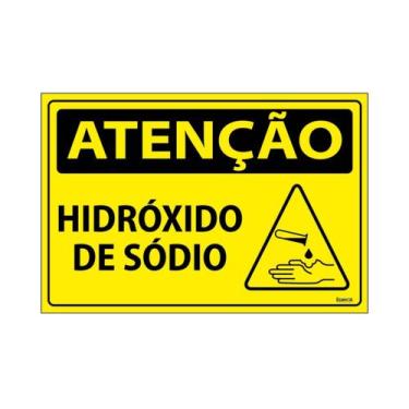 Imagem de Placa De Sinalização Atenção Hidróxido De Sódio 30x20 Ecom IA - SA119 