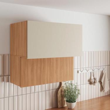 Imagem de Armário Aéreo 2 Portas Basculantes 80cm Aroeira CabeCasa MadeiraOrigin