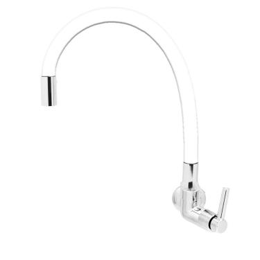 Imagem de Torneira Pia Cozinha Parede Flexível Alavanca 1/4 De Volta Branco Luxo